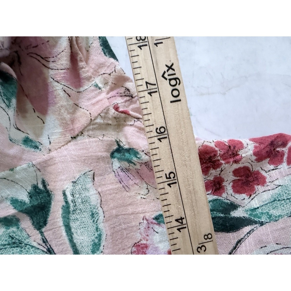 Band of Gypsies Pink Floral Empire Waist Bell Sleeve Boho Top‎ XS Pockets - Picture 8 of 11